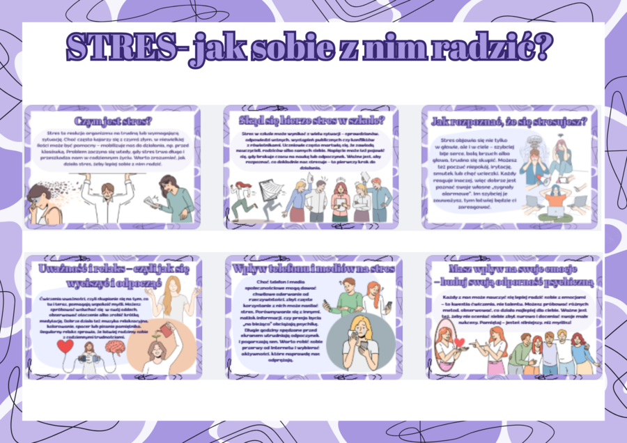 Gazetka szkolna- Stres – jak sobie z nim radzić?- 12 kolorowych kart A4- PDF- całoroczna