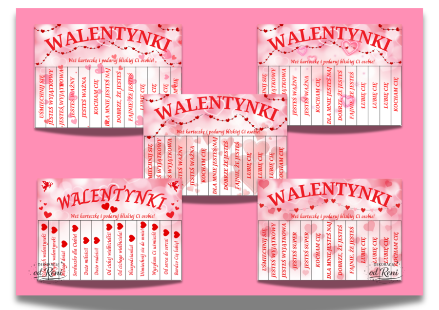 Walentynkowy zestaw miłych słów.