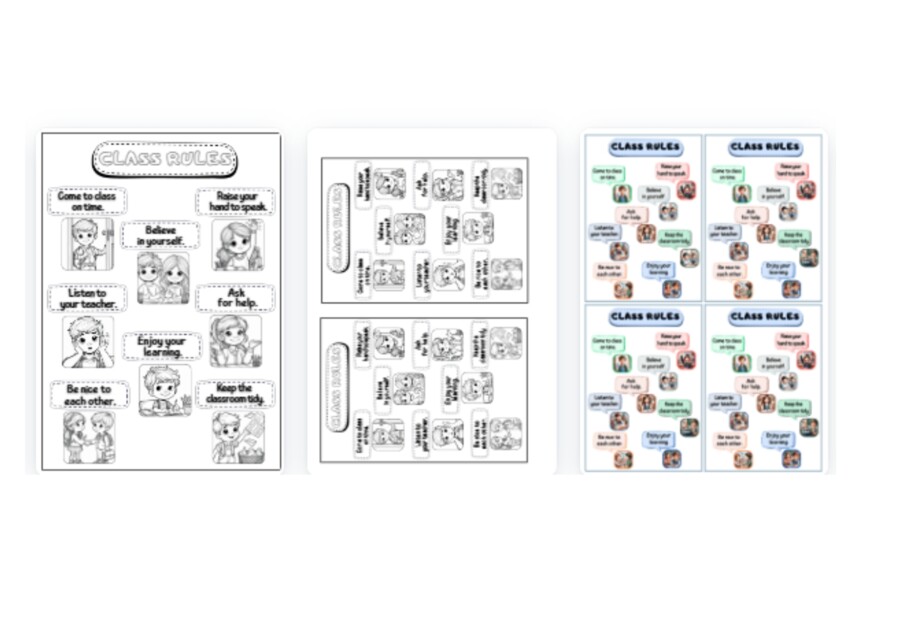 Class Rules - dekoracja na gazetkę po angielsku + wklejki do zeszytu (pdf).