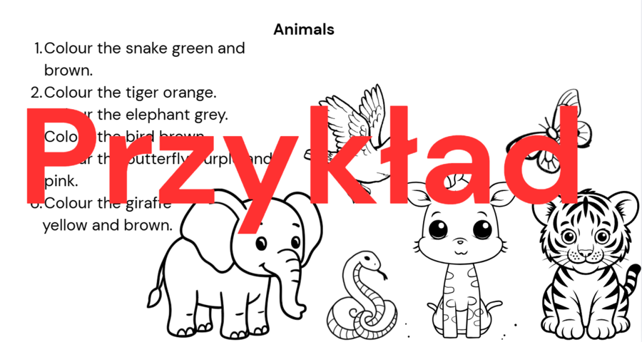 Angielskie kolorowanki-dyktanda
