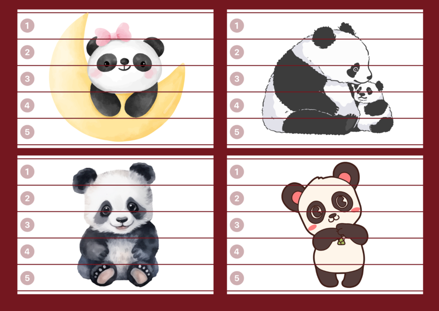 DZIEŃ PANDY – puzzle – biblioteka – świetlica – przedszkole – 12 wersji