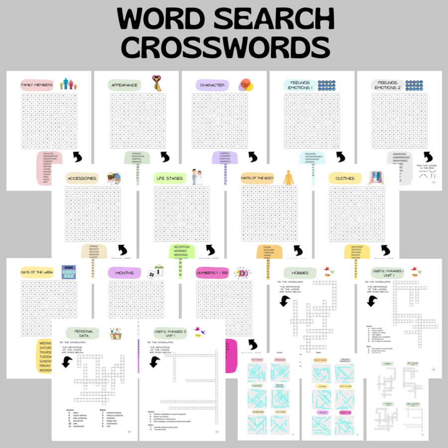 WORD SEARCH AND CROSSWORDS 1