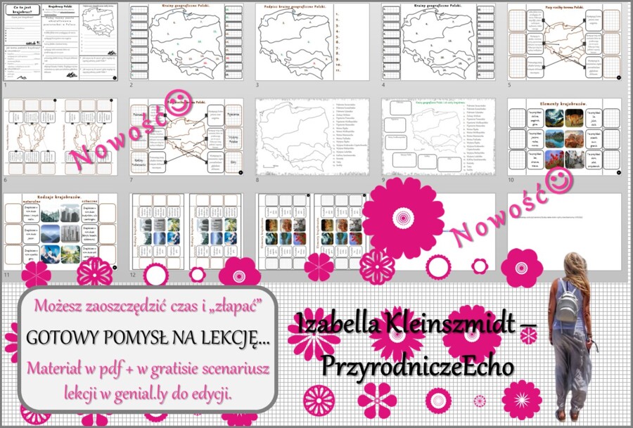 Pomysł na lekcję/karta pracy/stacje zadaniowe/notatki/ materiał do lekcji do tematu „Co to jest krajobraz?” w pdf. W gratisie niekomercyjny scenariusz lekcji/pomysł na lekcję w programie genial.ly do edycji. Geografia 5. Dział „Krajobrazy Polski”.