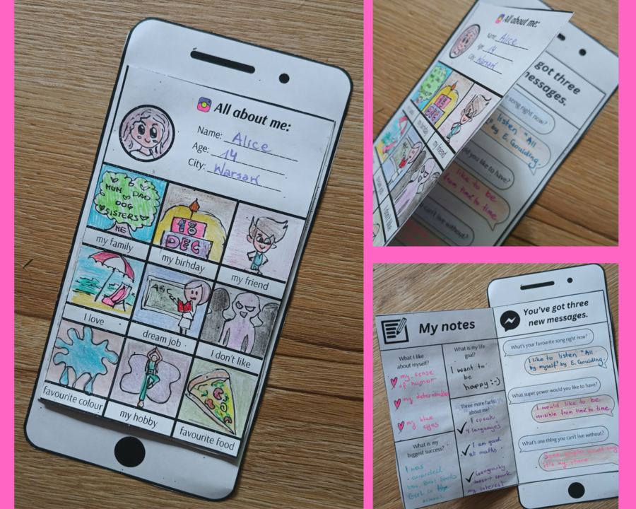 All about me - back to school craft, szablon wszystko o mnie, telefon język angielski