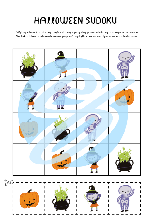 Halloweenowe Sudoku dla Młodszych Uczniów – Dwie Plansze Pełne Zabawy