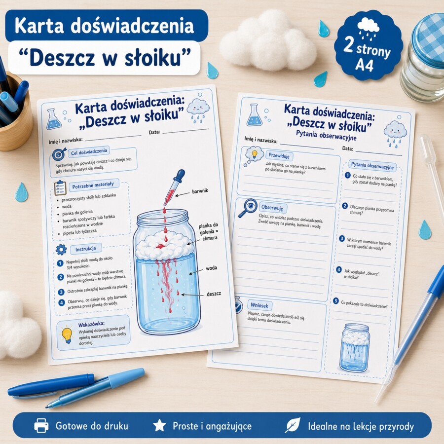 Karta doświadczenia. Deszcz w słoiku