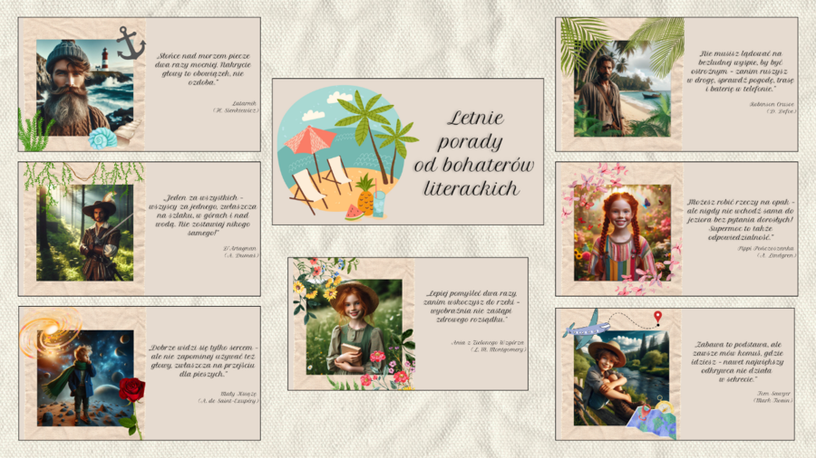 Gazetka szkolna - "Bezpieczne wakacje oczami bohaterów literackich"