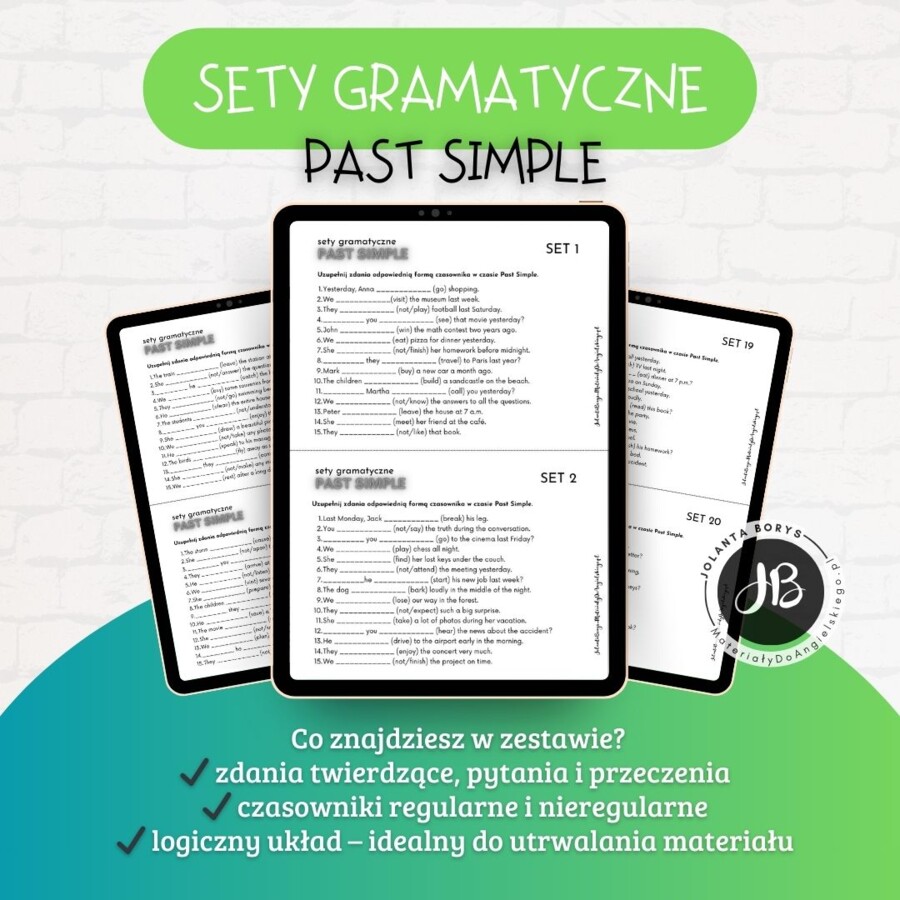 Gramatyka - 20 gotowych setów gramatycznych – Past Simple - SP i LO