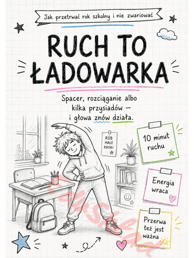 Jak przetrwać rok szkolny i nie zwariować – gazetka ścienna w stylu zeszytowym
