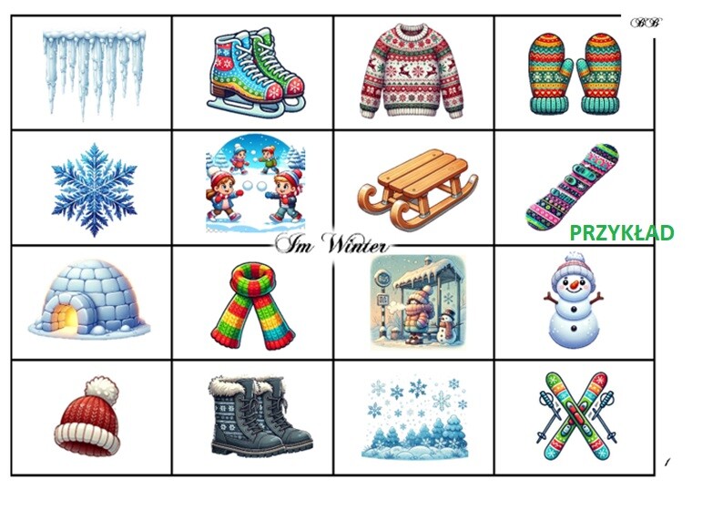 BINGO - Im Winter (słówka związane z zimą)
