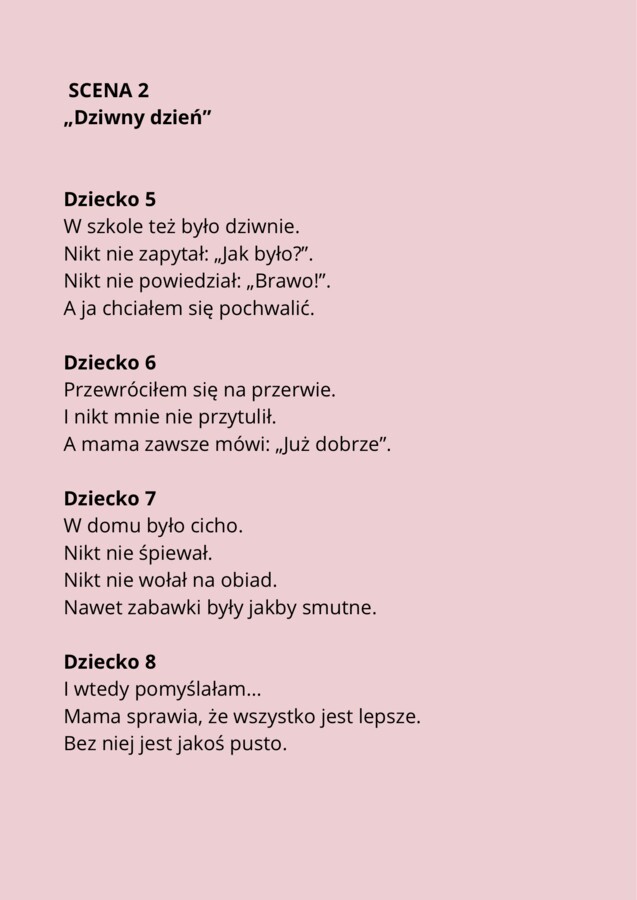 Gdyby nie było mamy - scenariusz apelu