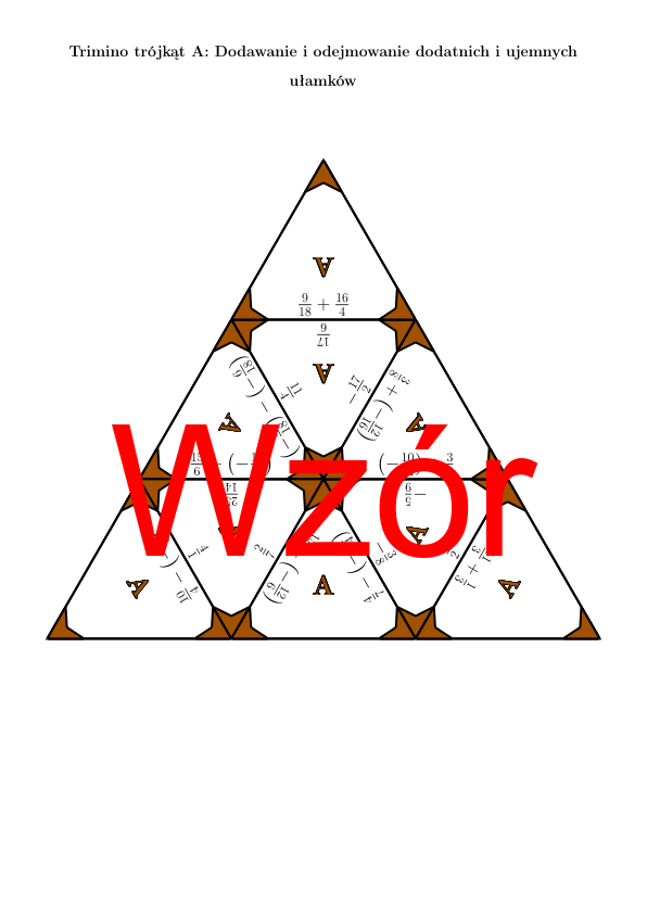 Trimino - Dodawanie i odejmowanie dodatnich i ujemnych ułamków | matematyka