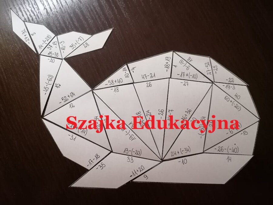 Ułóż Wieloryba - działania na liczbach całkowitych