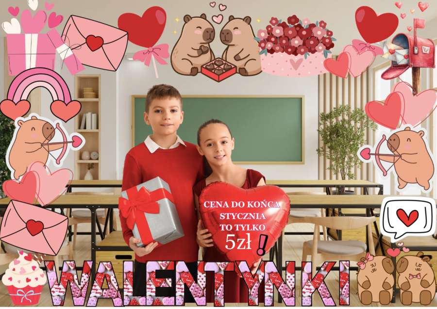 Zestaw Walentynkowa Fotoramka XXL – Kapibary i Serca + Rekwizyty| 35 stron do druku, grafiki łatwe do wycięcia