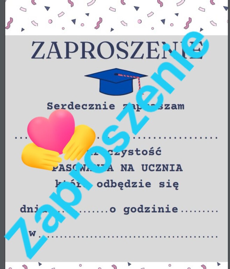 Zaproszenie na pasowanie na ucznia