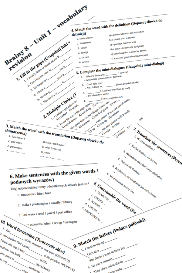 Brainy 8 – Unit 1 – vocabulary revision