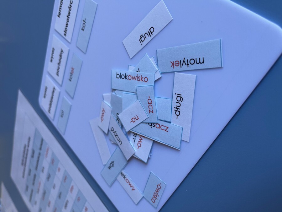 Budowa słowotwórcza wyrazu - dopasowanie - tabela