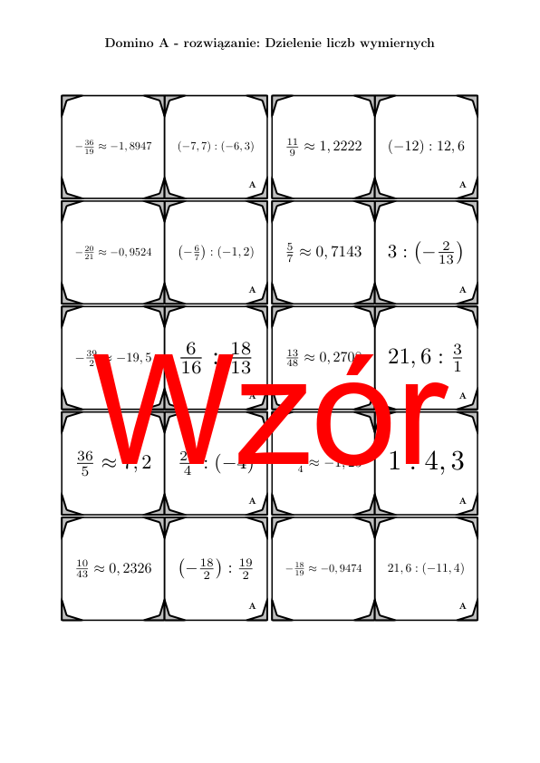 Domino - Dzielenie liczb wymiernych | matematyka