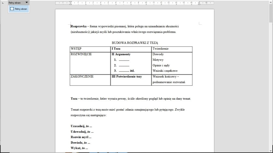 Rozprawka - karta pracy