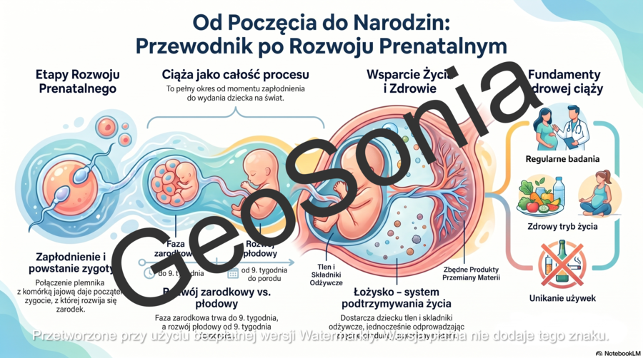Rozwój człowieka - od poczęcia do narodzin biologia klasa 7 sketchnotka