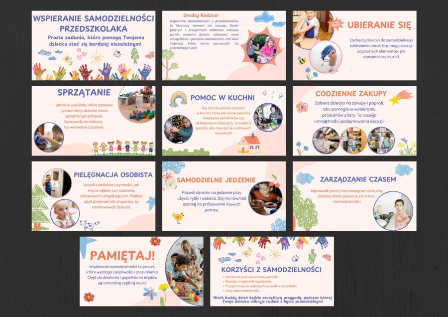 "Wspieranie samodzielności u przedszkolaka - Proste zadania, które pomogą dziecku stać się bardziej niezależnym." - gazetka / pedagogizacja rodziców