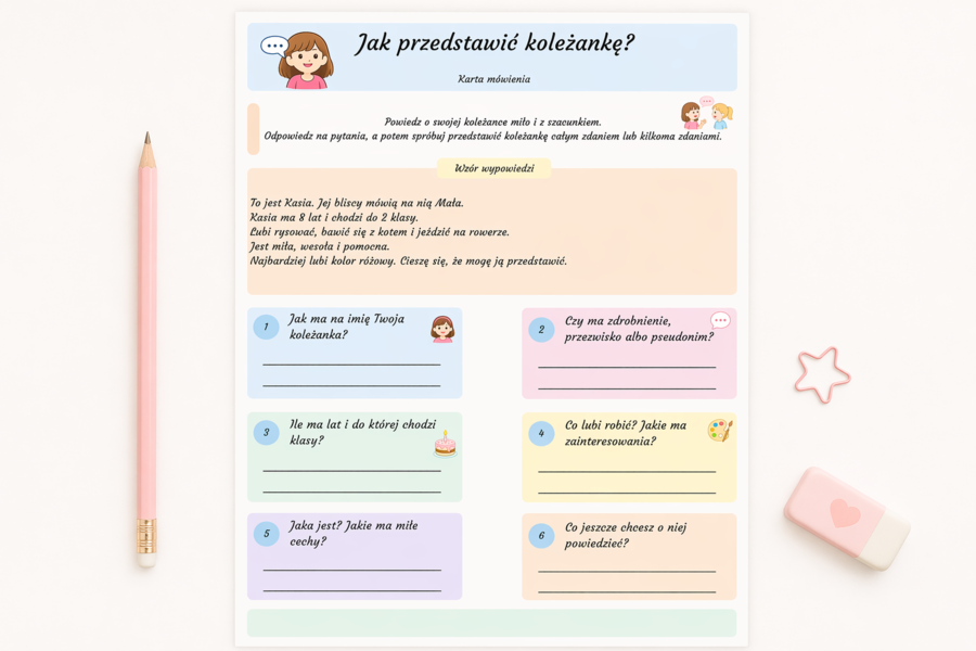 Jak przedstawić koleżankę? – karta mówienia