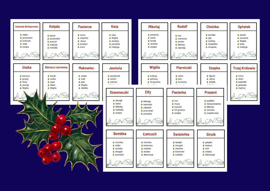 🎄 TABOO – Boże Narodzenie - zima - biblioteka - zajęcia z wychowawcą - świetlica - język polski - 64 szt.