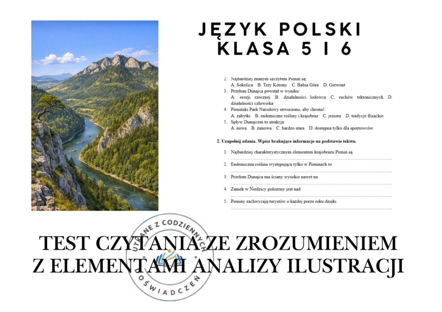 Test czytania ze zrozumieniem z elementami analizy ilustracji