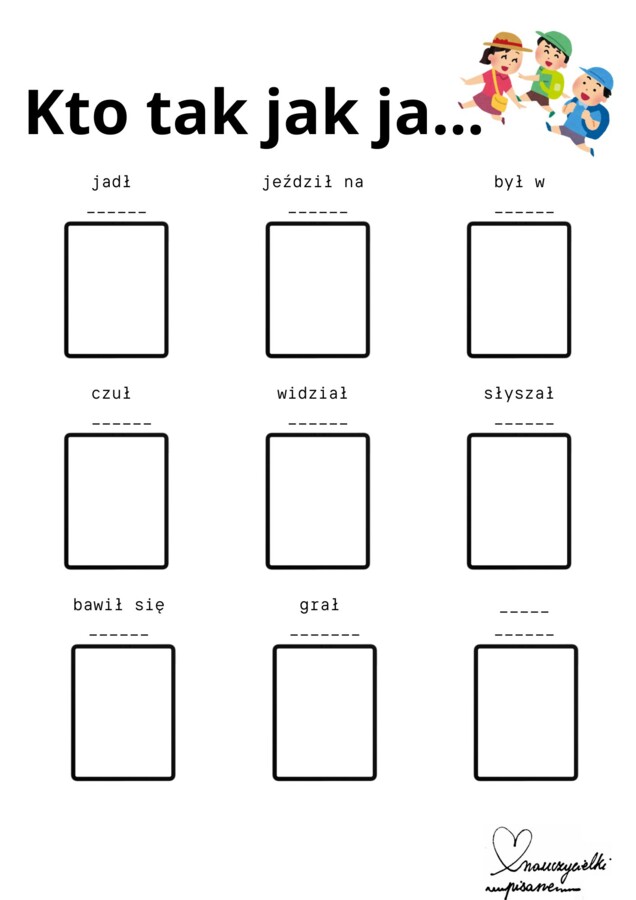 Karta do zabawy "Kto tak jak ja..."