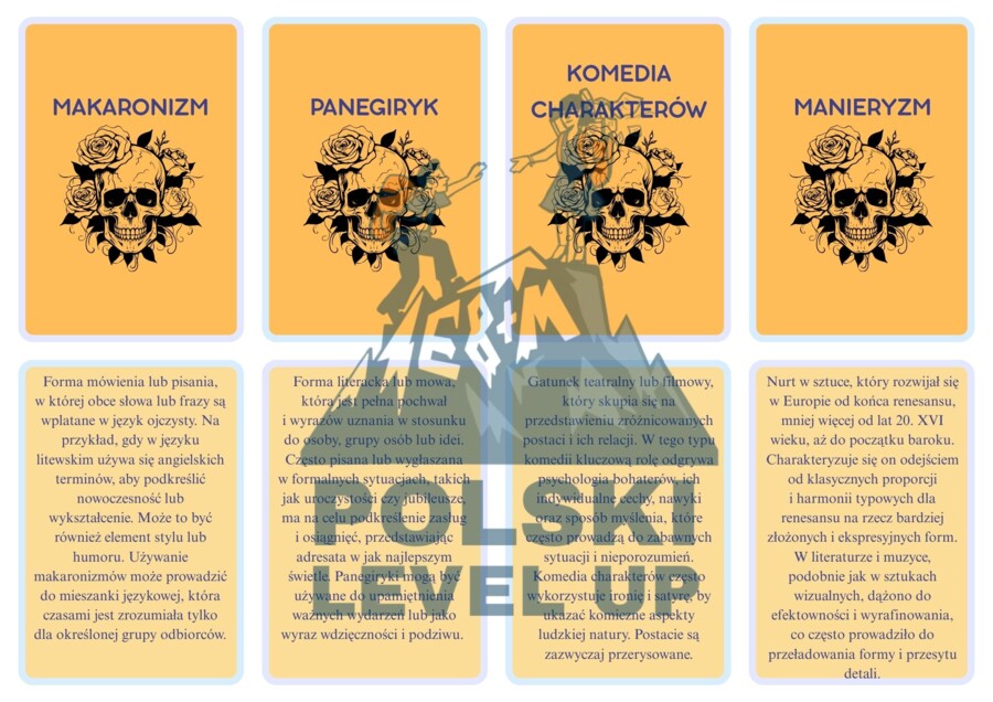 Fiszki literackie_barok_Polski Level Up