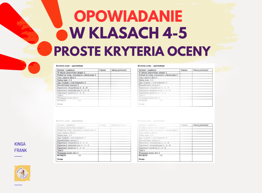 📚 Gotowe kryteria oceny opowiadania dla klas 4-5! ✍️ #opowiadanie