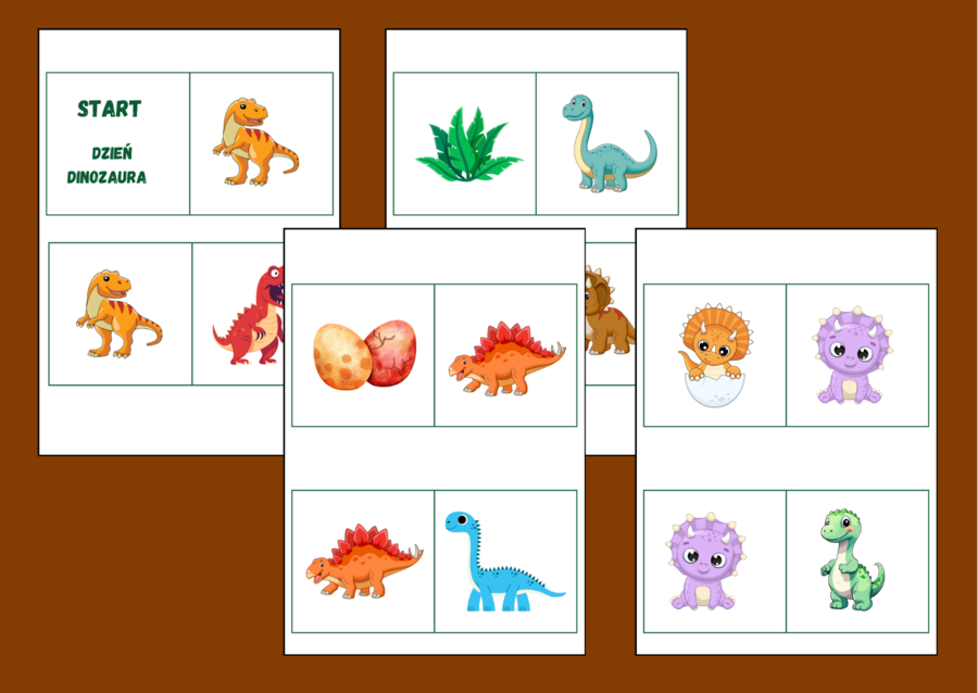DZIEŃ DINOZAURA – DOMINO PODŁOGOWE – 26 szt. – biblioteka – świetlica – przedszkole