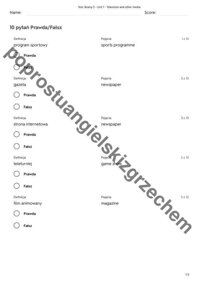 Brainy 5 - Unit 7 - testy