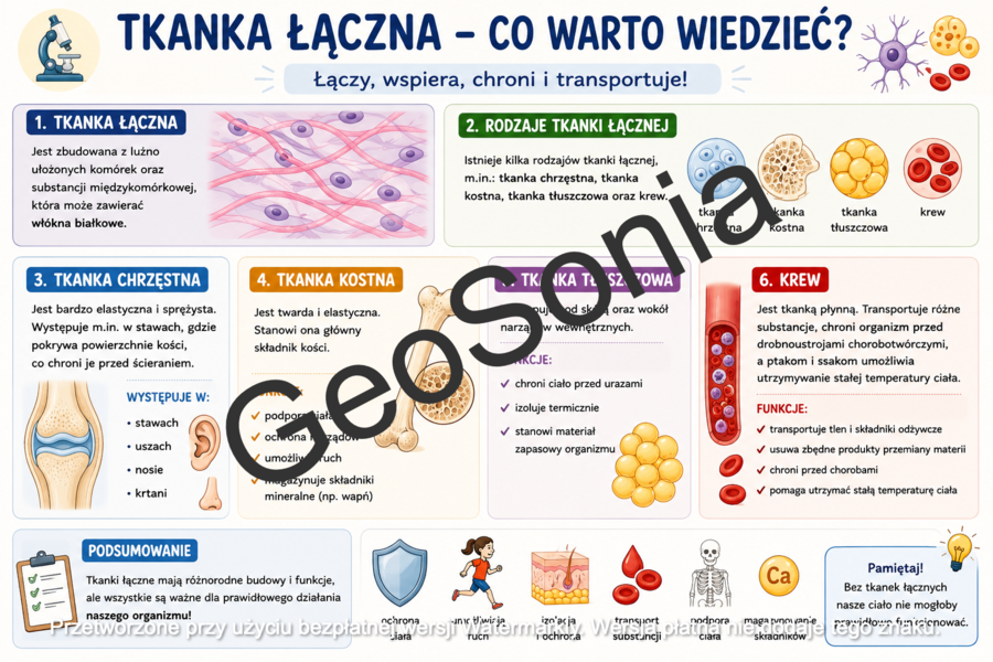 Tkanka łączna  biologia klasa 6 sketchnotka