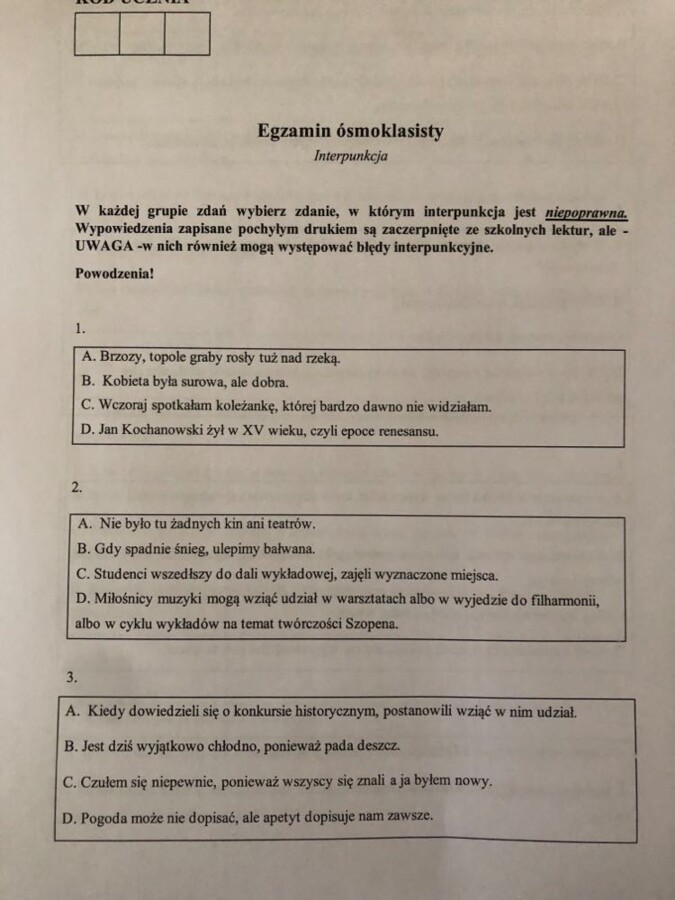 Język polski. Egzamin ósmoklasisty - interpunkcja