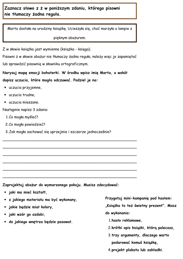 PISOWNIA WYRAZÓW Z Ż I RZ NIEWYMIENNYM. Pakiet zadań + komentarz