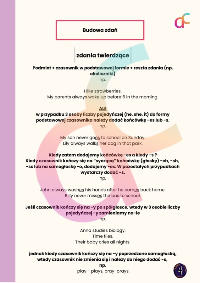 Present Simple - teoria + zeszyt ćwiczeń