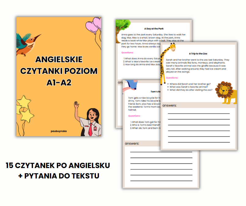 CZYTANKI PO ANGIELSKU, READING, A1-A2, SŁÓWKA, STORIES