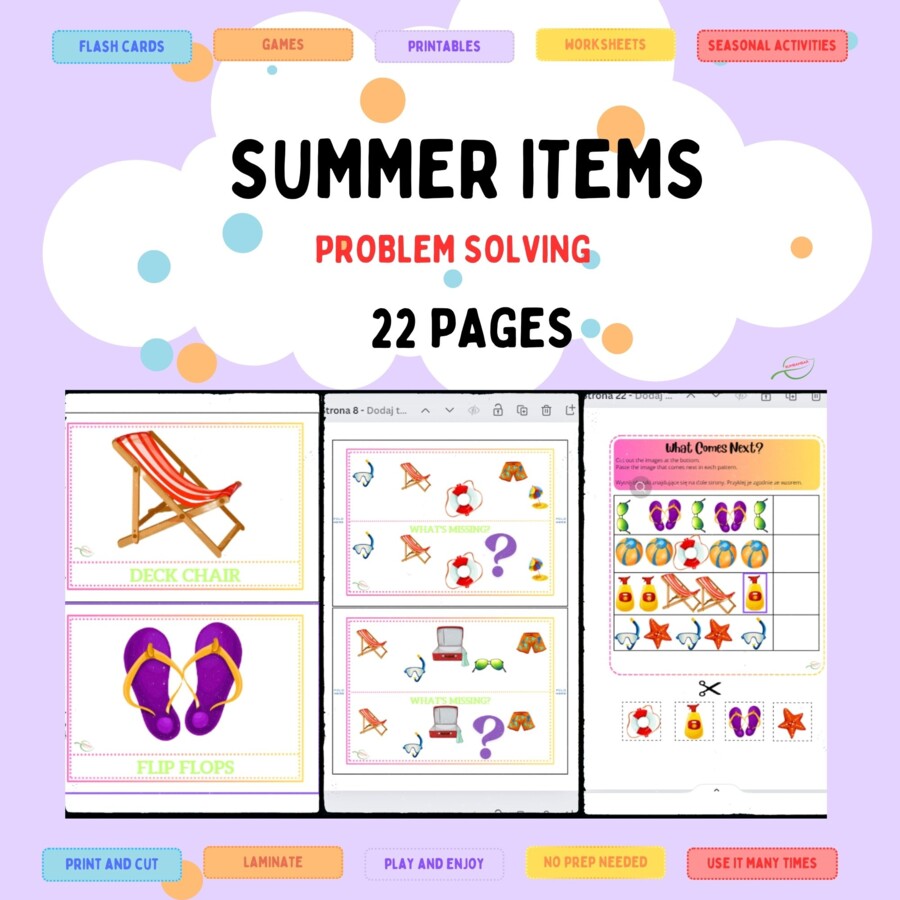 Free time/ Summer/ holiday items. Polish/ English tasks. Przedmioty przydatne na wakacje. Zgadywanki, szarady. Dobre na j. angielski, ZR/ RI/ SPE