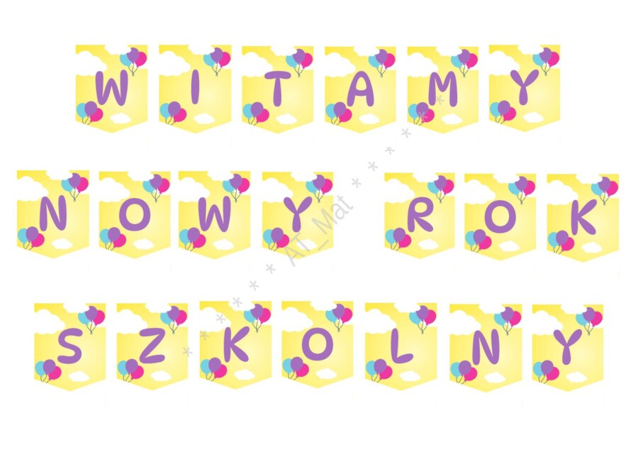 Girlanda, baner "WITAMY NOWY ROK SZKOLNY"