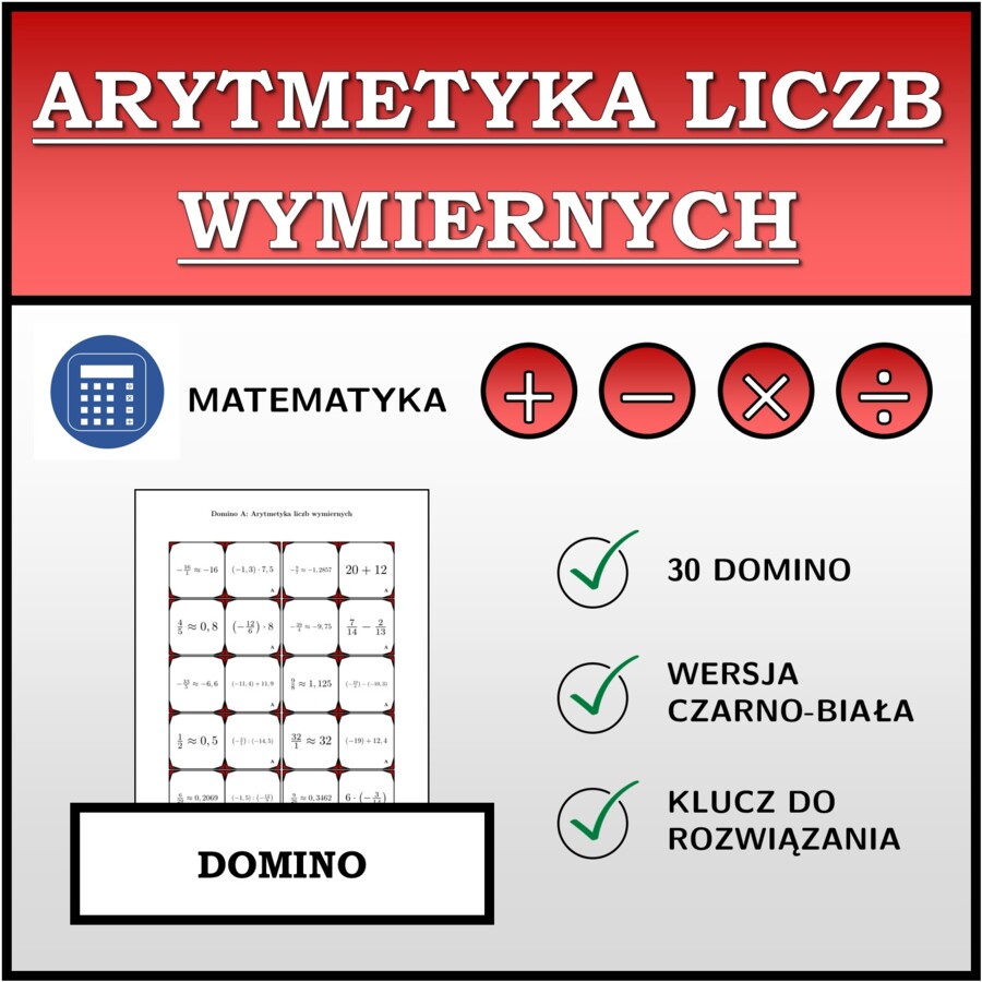 Domino - Arytmetyka liczb wymiernych | matematyka