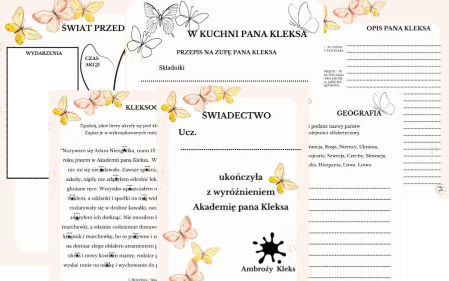 "Akademia pana Kleksa" - cykl lekcji, karty pracy + prezentacja gratis