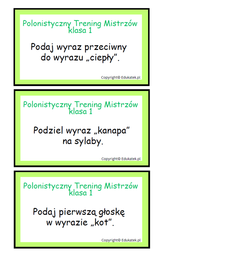 Polonistyczny trening mistrzów - klasa 1