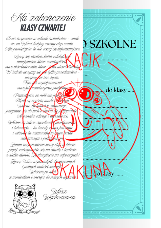 NAKŁADKA na świadectwo - KLASA 4 (PAKIET 2 WERSJI)