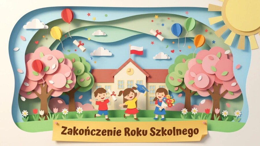 Zakończenie roku szkolnego – prezentacja/gazetka szkolna z podsumowaniem roku oraz wakacyjnym bezpieczeństwem