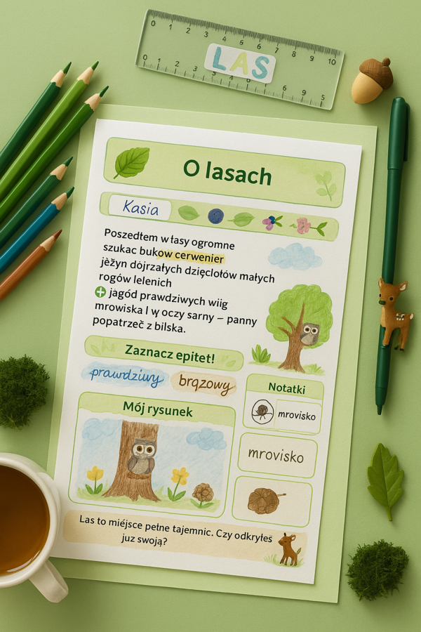 Wiersz „O lasach” – karty dla uczniów