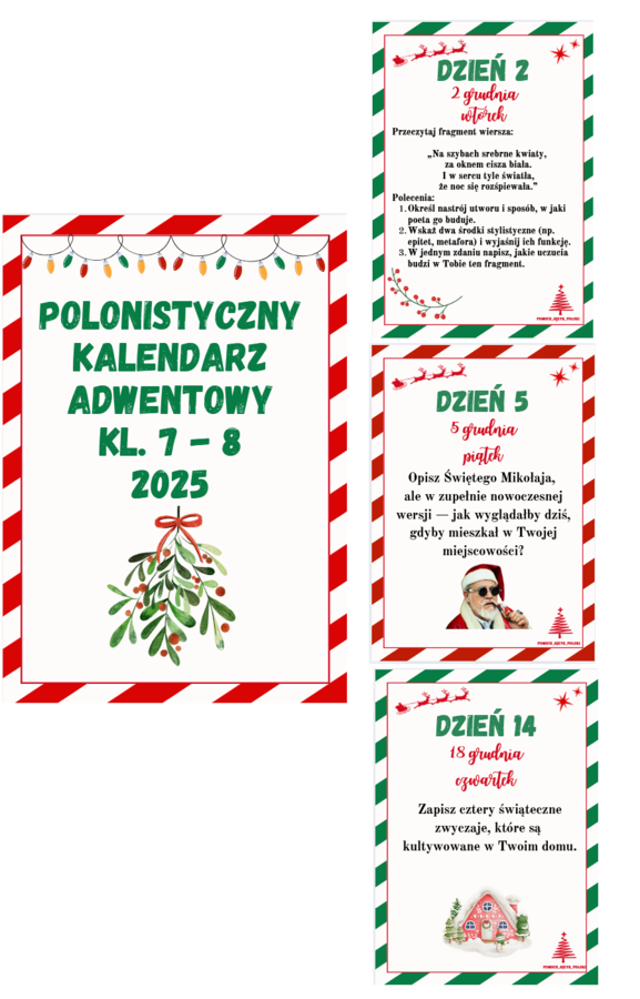 Polonistyczny kalendarz adwentowy kl. 7-8 2025