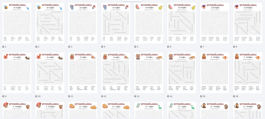 Logopedia - wykreślanki głoski szumiące