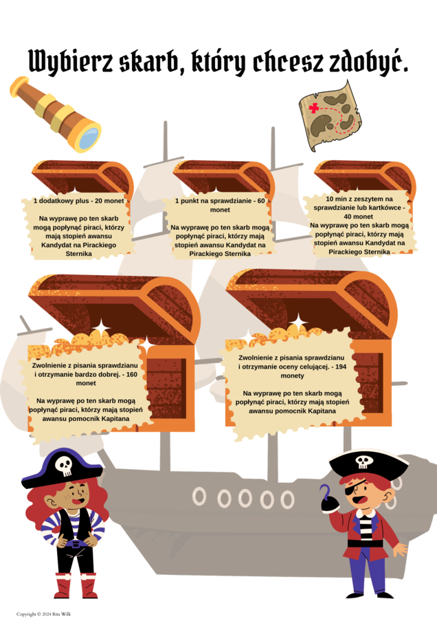 Ułamki zwykłe projekt - grywalizacja (tematyka piraci)