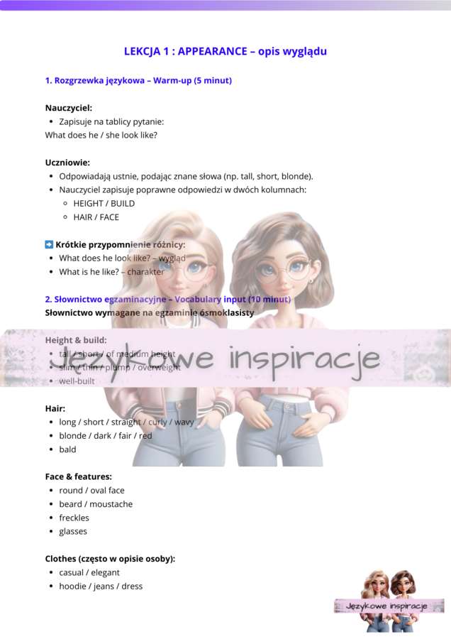 PEOPLE – gotowy pakiet lekcji pod egzamin ósmoklasisty  E8